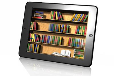 Bücher App als Bücherregal im Tablet